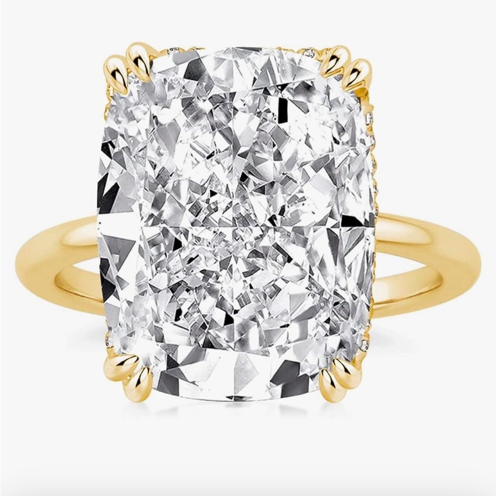6.0ct Elongated Cushion Cut Engagement Ring for Women,18K Gold Plated Sterling